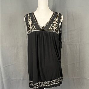 Simply Irresistible Black Tank Top with Cream Embroidery